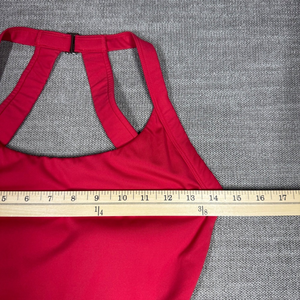 Backless Twisted Flare Halter Neck Exercise Dress with Built-in Shorts Red Small - Picture 5 of 16